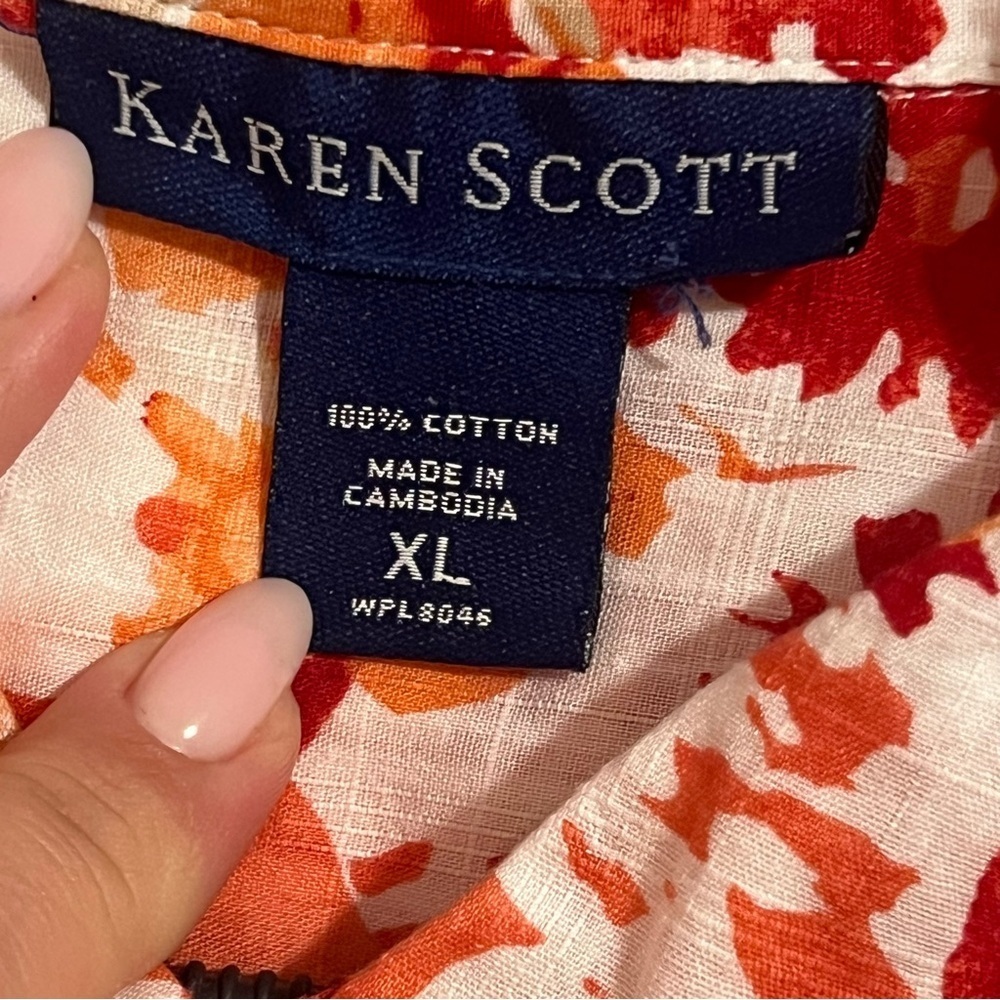 #116 KAREN SCOTT COTTON BUTTON UP BLOUSE XL - Picture 3 of 5